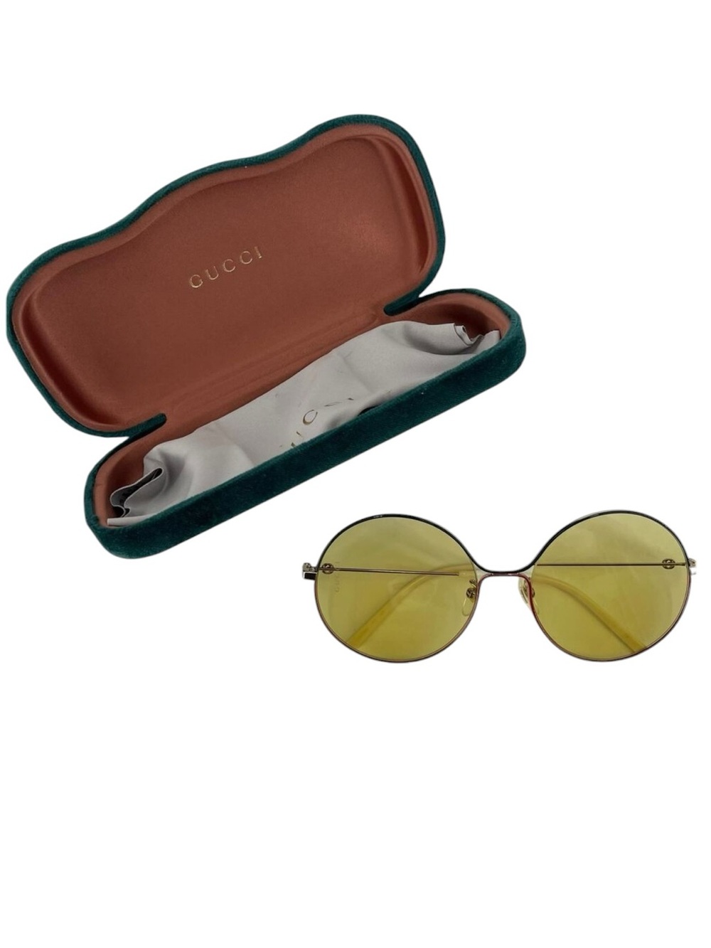 GUCCI GG0395S Oversize 70s Round Sunglasses Gold Blue Red Metal 58-20-140 - Picture 7 of 11